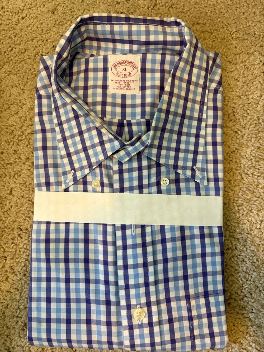 Brooks Brothers Blue and White Check Dress Shirt